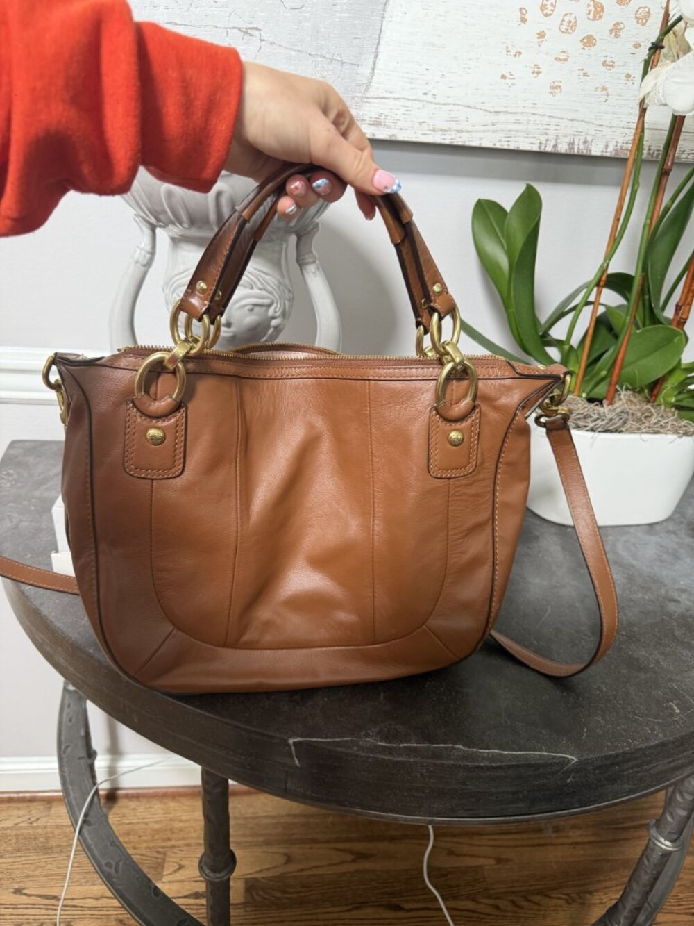 Coach Kristin woven shoulder bag with removable cross body strap Brown good cond - Picture 2 of 5